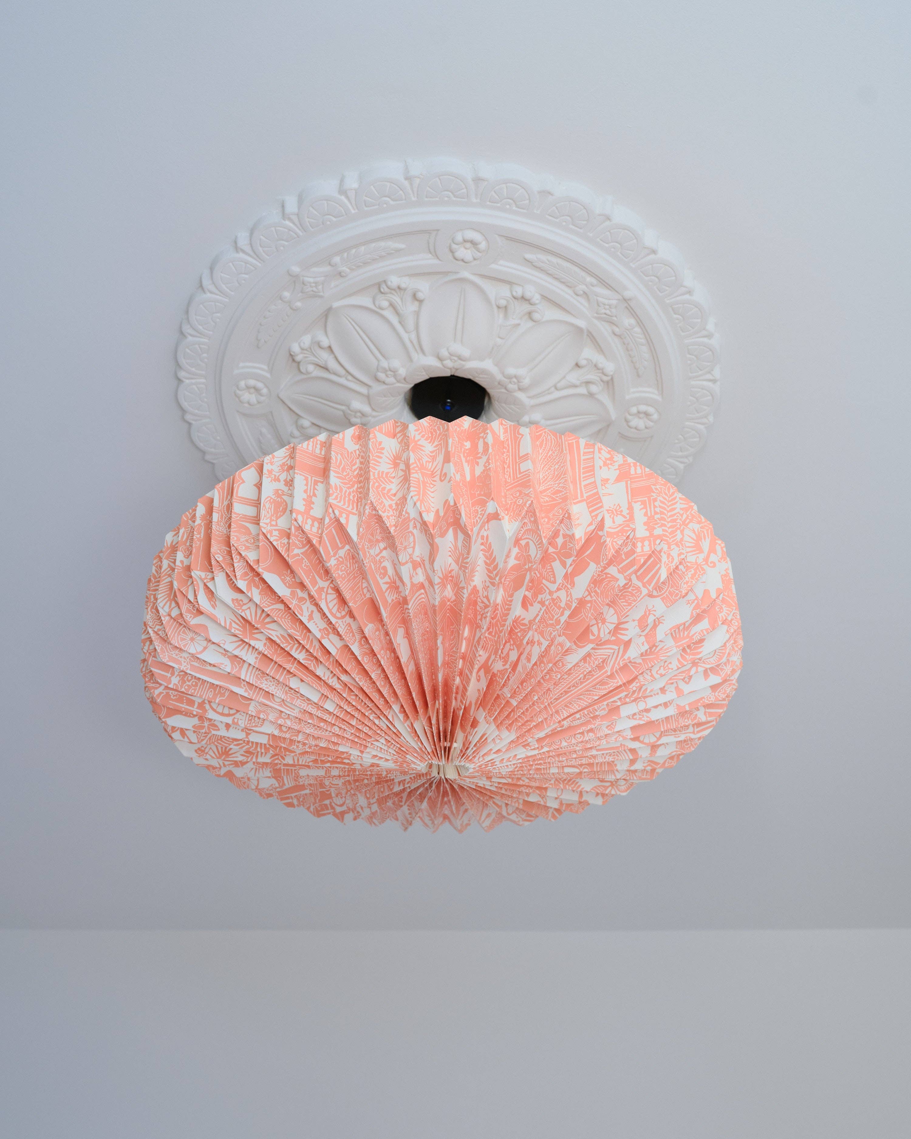 AARVEN - Wholesale Lampshade - Origami Paper Lightshade Saucer 'Indian Toile'