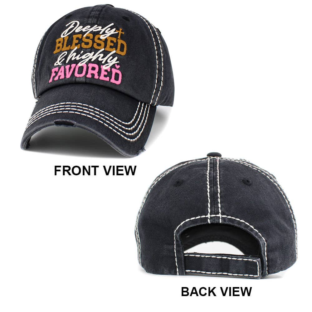 Sensibling Corp. - Wholesale Baseball Cap - Women's - Deeply Blessed and highly Favored Message Vintage Baseball Cap2