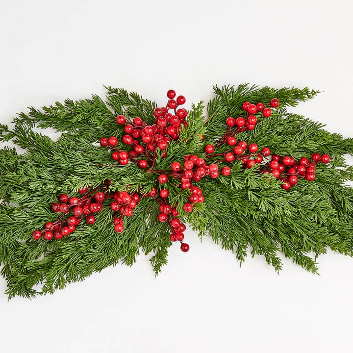 WORTH IMPORTS - Wholesale Christmas Decoration - 30" Red Berries Cypress Swag