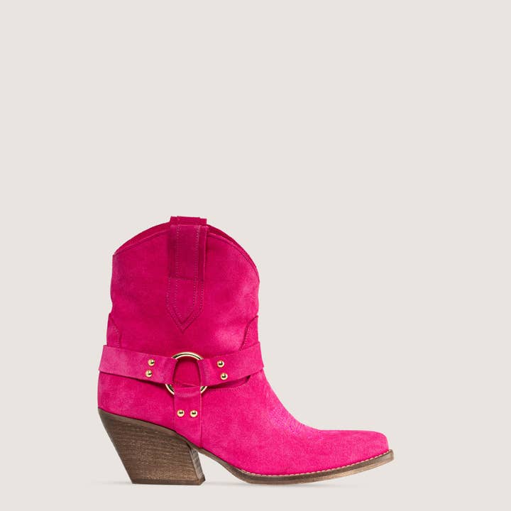 Leila Twin Fuchsia Texan Ankle Boots for wholesale by Kali Shoes