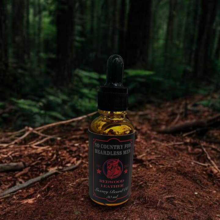 Redwood Leather Beard Oil (One Ounce) for wholesale by No Country for Beardless Men