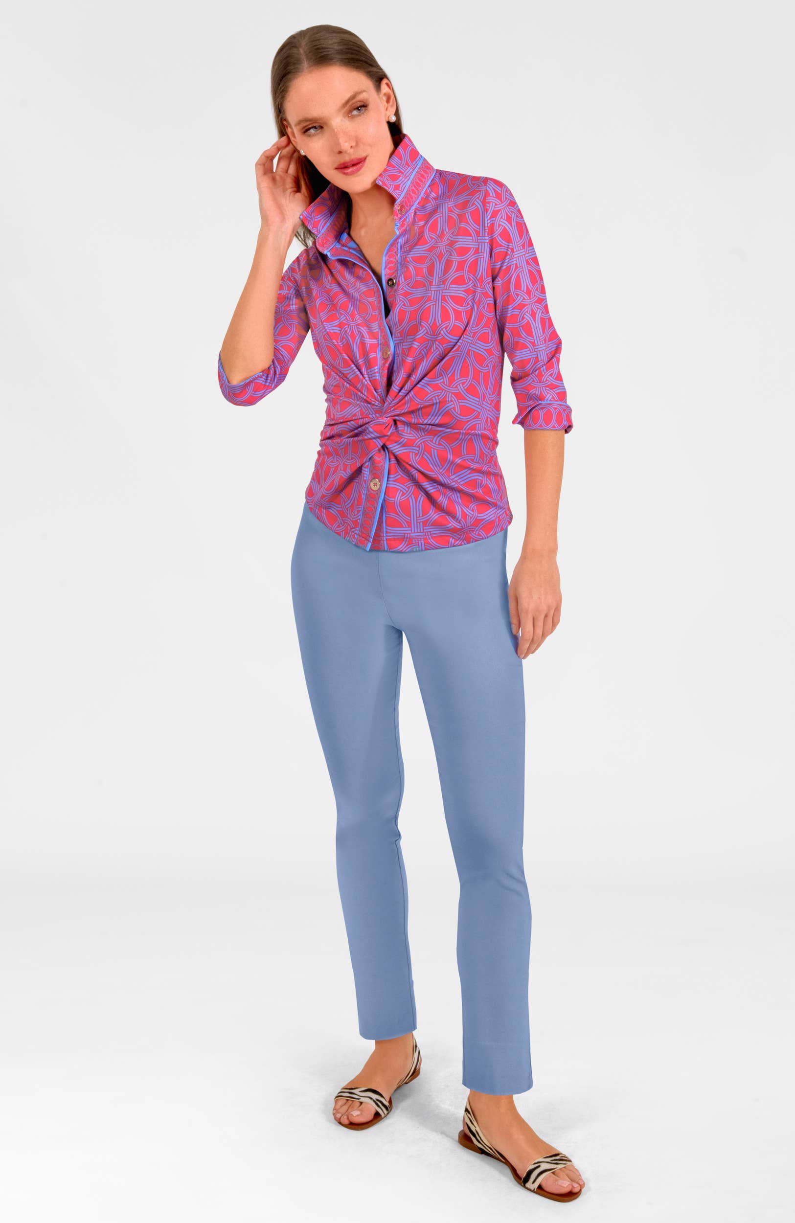 Gretchen Scott LLC – wholesale Buttoned-down shirt – Women's – Twist & Shout Top - Ring Toss19