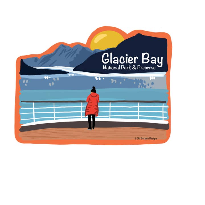 Pegatina On the D (e) ck of the Bay con vista a la bahía de los Glaciares para venta al por mayor de LCW Graphic Designs