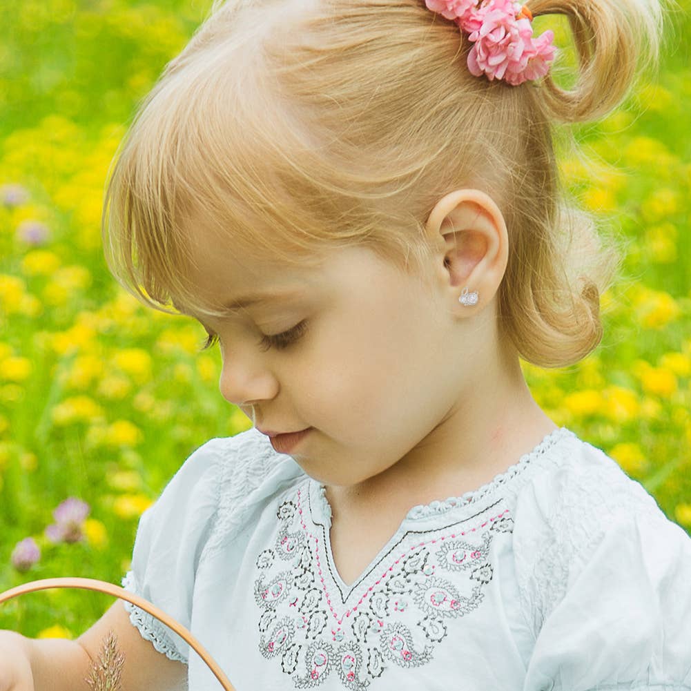 In Season Jewelry - Wholesale Earrings - Kids - CZ Bunnies Baby / Toddler / Kids Earrings - Sterling Silver5