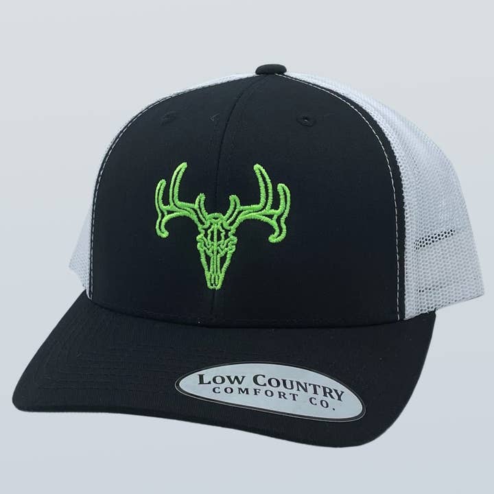 Shot Caller Deer Skull Green Black/White Hat for wholesale by Riverbed Threads