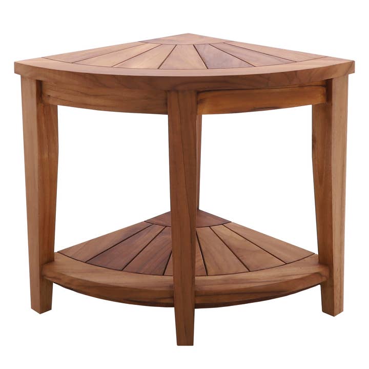 Nordic Teak - Wholesale Stool - Nordic Style Oiled Teak Corner Stool with Shelf4