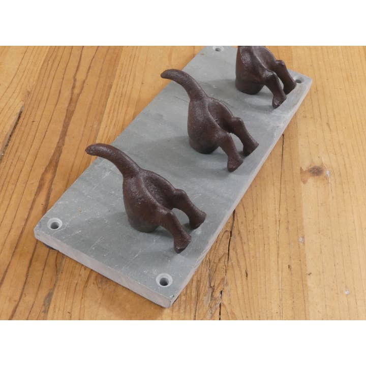 Midwest Craft House - Wholesale Wall Hook - 3 DOG TAIL COAT HOOKS ON SLATE BACKING