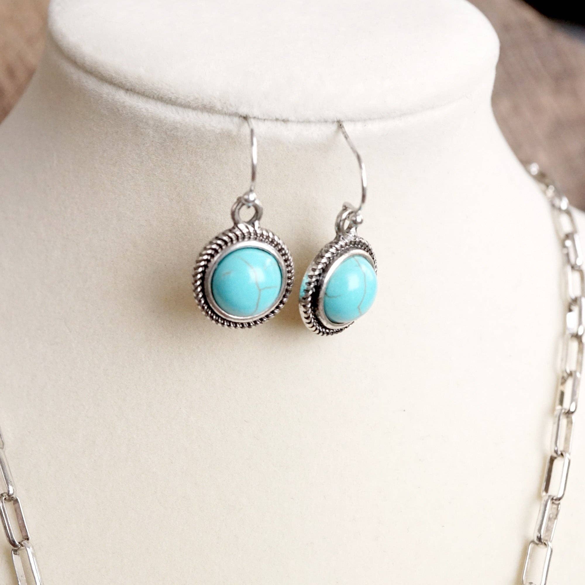 PennyLine inc - Wholesale Pendant/Charm Necklace - Western Boho Coin Necklace Set with Turquoise Accents – Worn Silver Tone3