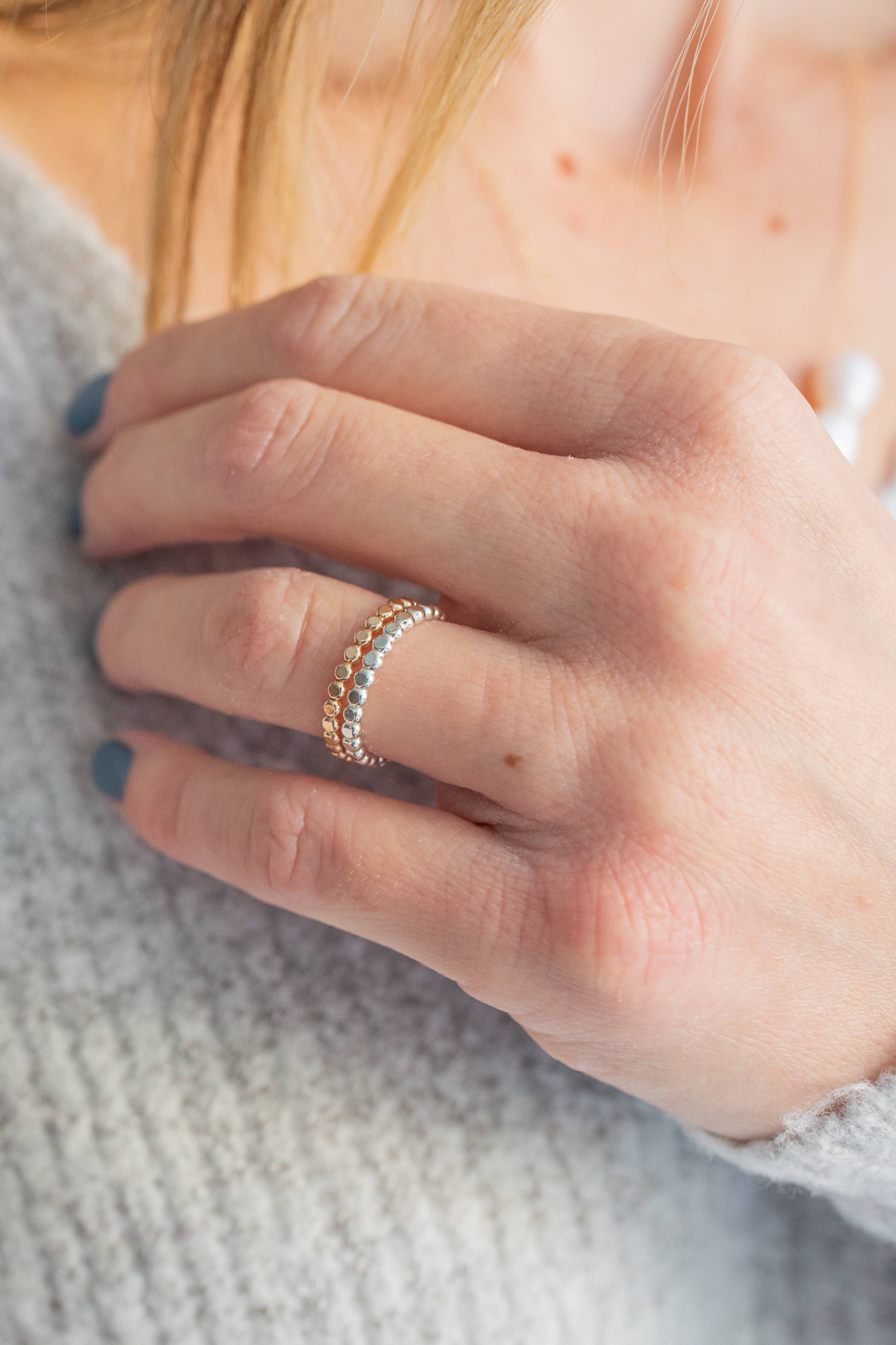 Adorn512 - Wholesale Band/Stacked Ring - Handmade Dot Band Ring in 14k Gold, Rose Gold, Silver4