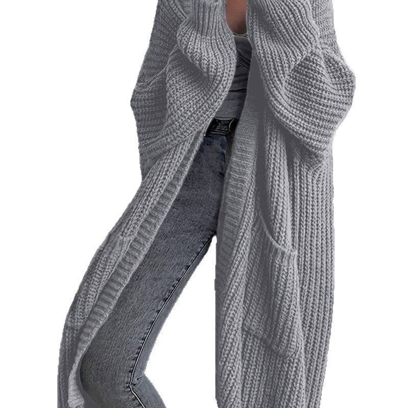 FurDecoration - Wholesale Cardigan - Dames - Halflange effen kleur losse cardigan jas8