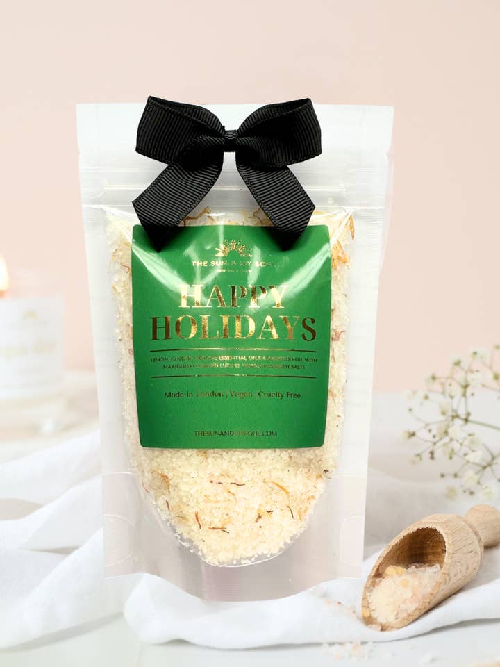 Christmas Bath Salts Gift | Luxury Lemon Ginger Soak for wholesale by The Sun & My Soul Bath Bomb Soak Wellness Gifts