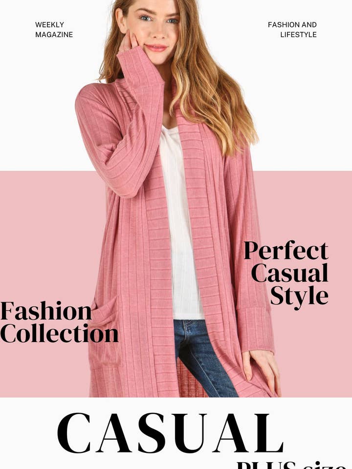 Cardigan leggero a manica lunga 6274-PLUS per la vendita all'ingrosso da parte di P.S Kate