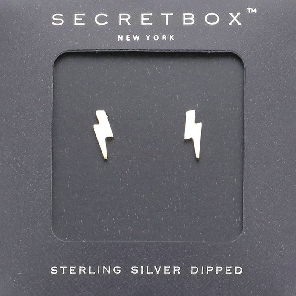 Sensibling Corp. - Wholesale Stud/Post Earrings - SECRET BOX_14K Gold dipped Lightning Bolt Stud Earrings
1
