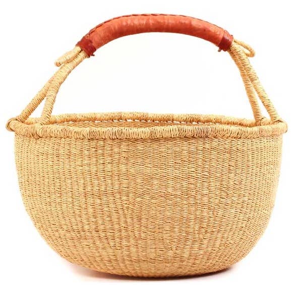 The African Home Goods - Vendita all'ingrosso Borsa da spiaggia - Cesto africano Bolga dal Ghana senza tintura, 35-41 cm2