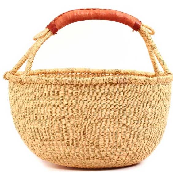 The African Home Goods - Wholesale Beach bag - African Basket | Bolga Ghana Basket Dye Free 14"-16" 2