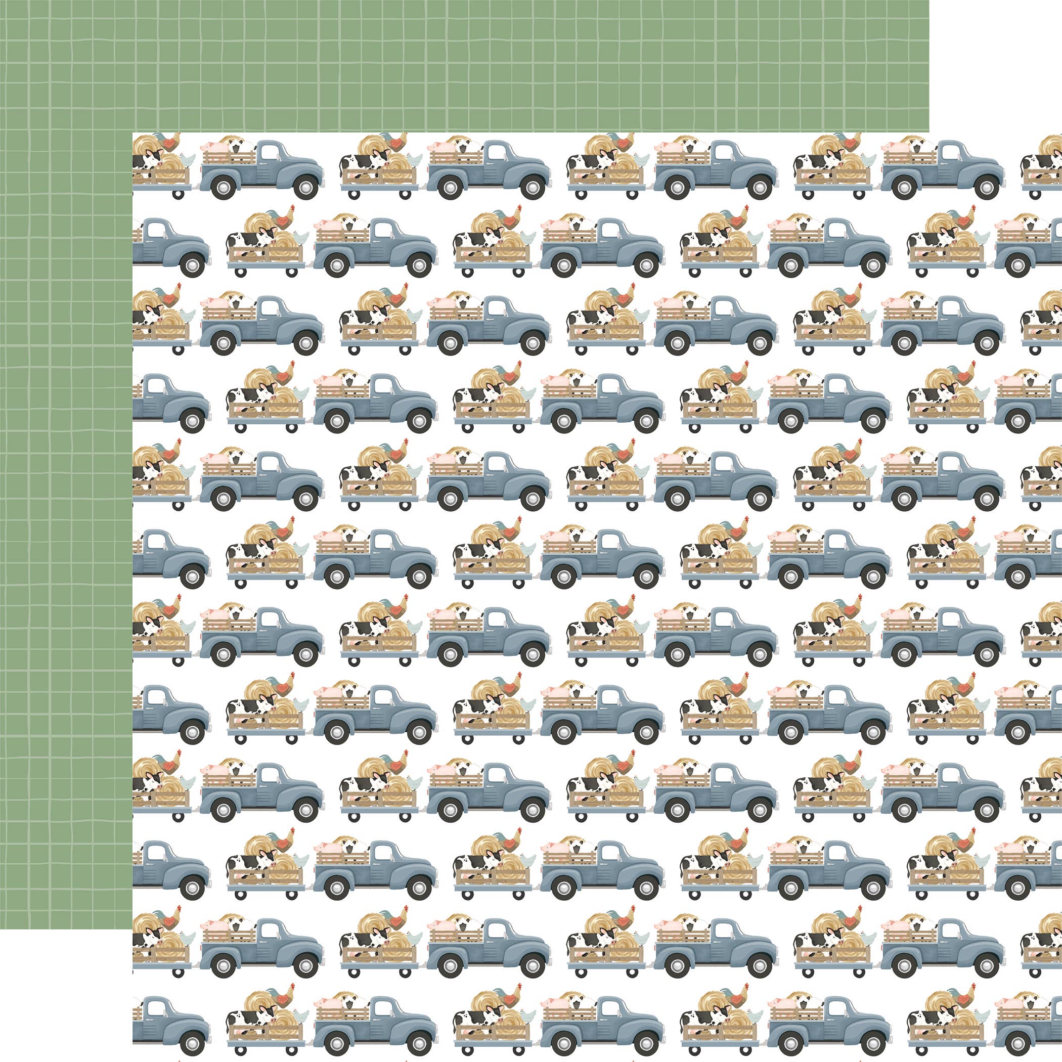 Echo Park Paper Co. - Wholesale Flat Wrap - On The Farm: Truckload Of Animals 12x12 Patterned Paper0