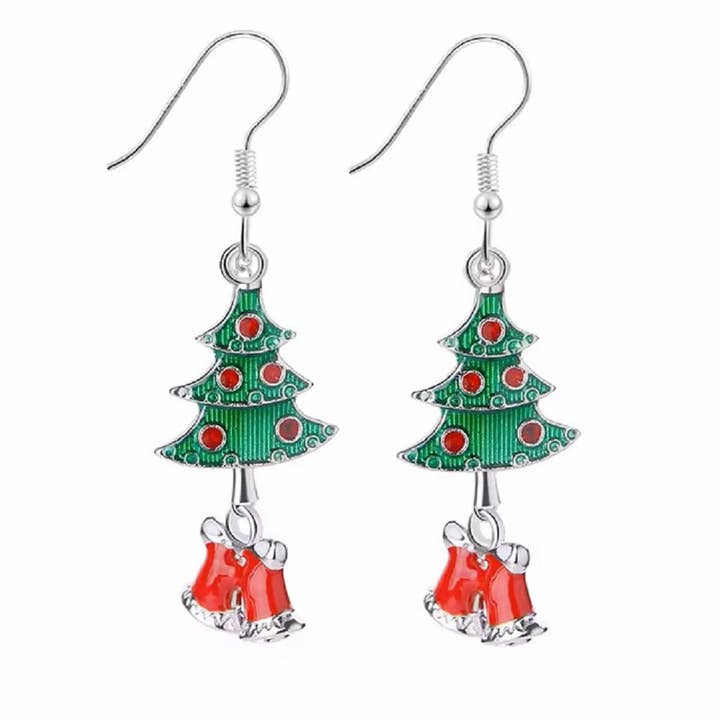 2 Sets Christmas Tree Earrings for wholesale by Guerrilla Charm