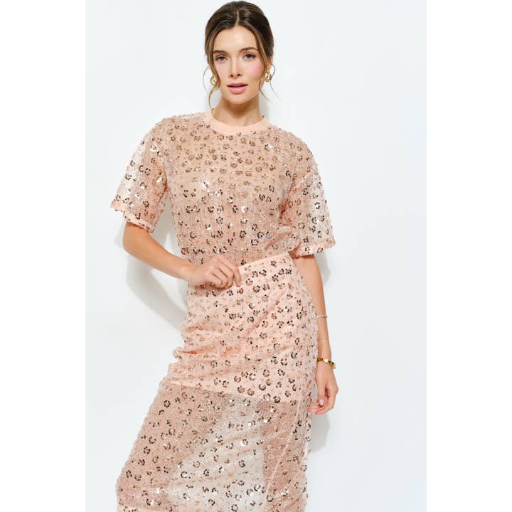 INA - Wholesale Blouse - Women's - Short Sleeve See-through Floral Sequin Top15