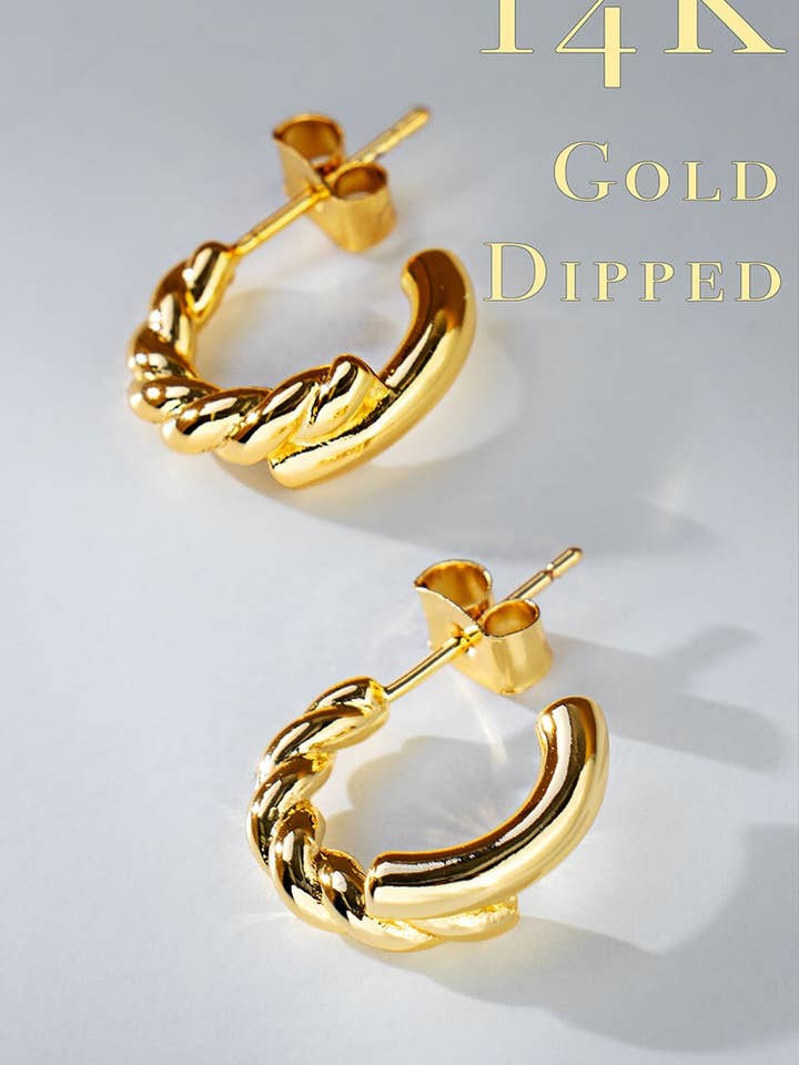 14K Gold Dipped Chunky Twist Earrings for wholesale by Fashion Week