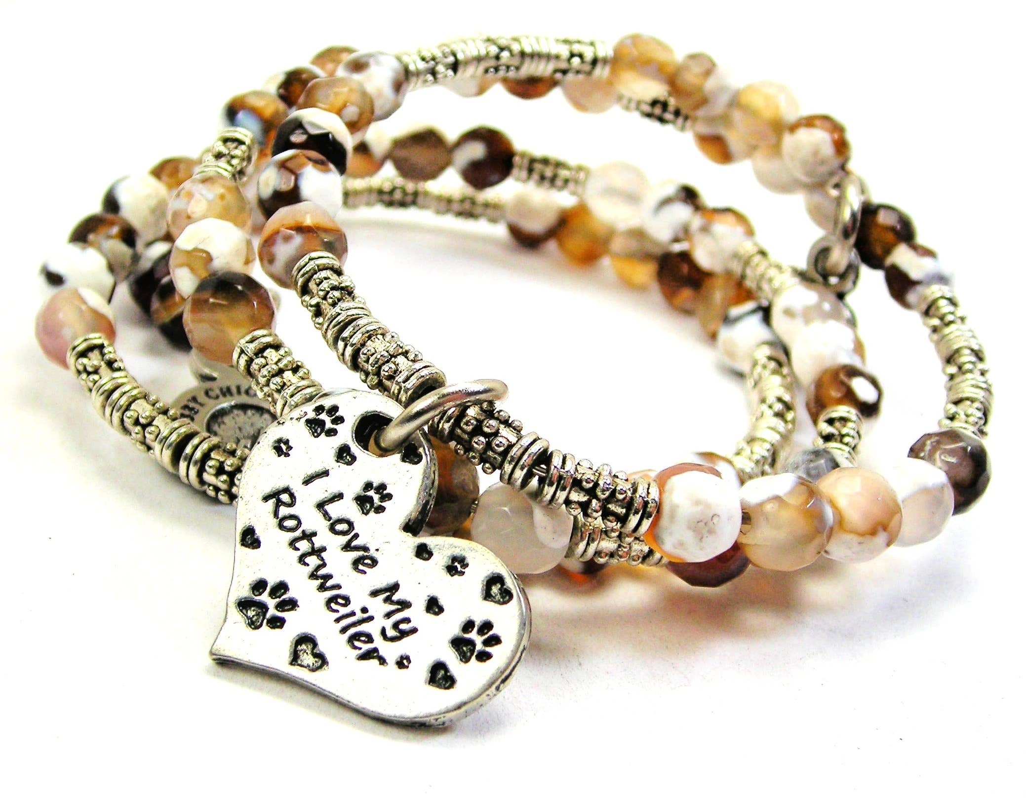 Chubby Chico Charms - Wholesale Charm/Dangle Bracelet - I Love My Rottweiler Microcrystalline Quartz Wrap Bracelet0