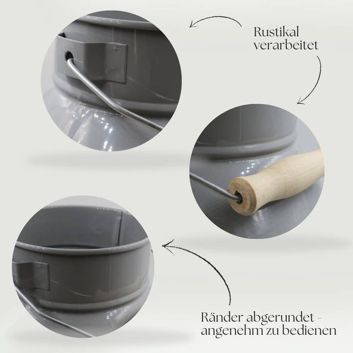 Waldsehnen - Art of Handmade – Vaso de plantas por atacado – Recipiente de zinco natural cinza para planta e leite6