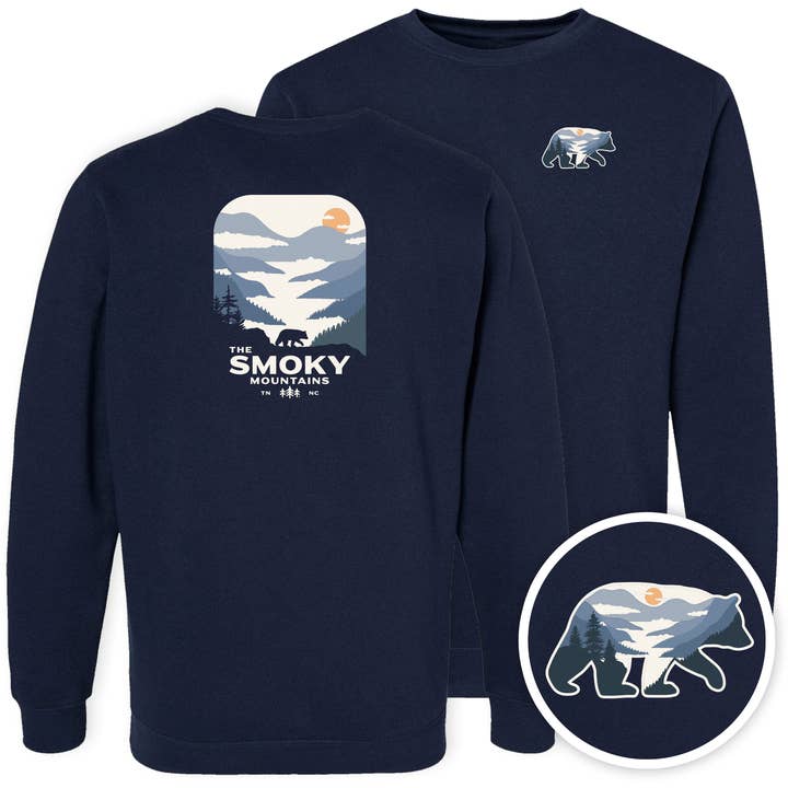 Smoky Mountains Midweight Fleece Crewneck for wholesale by TriPine