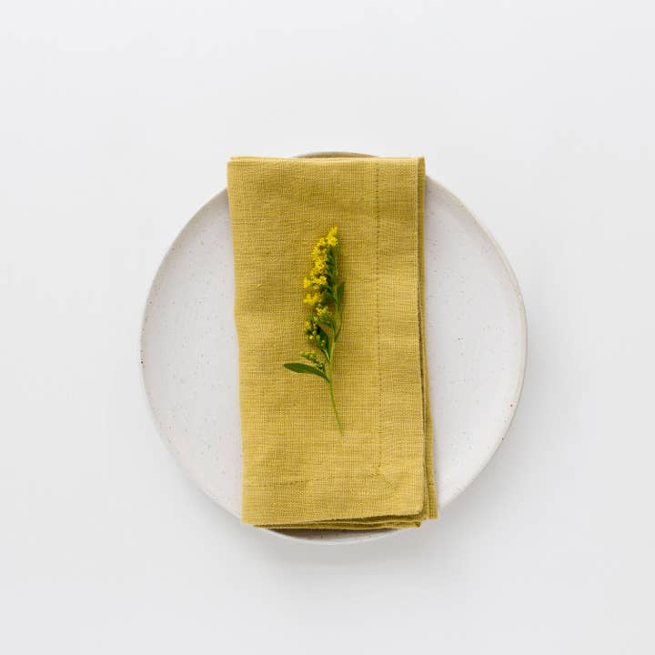 Linen Tales - Wholesale Dinner & Cloth Napkin - Lemon Curry Linen Napkins Set of 2