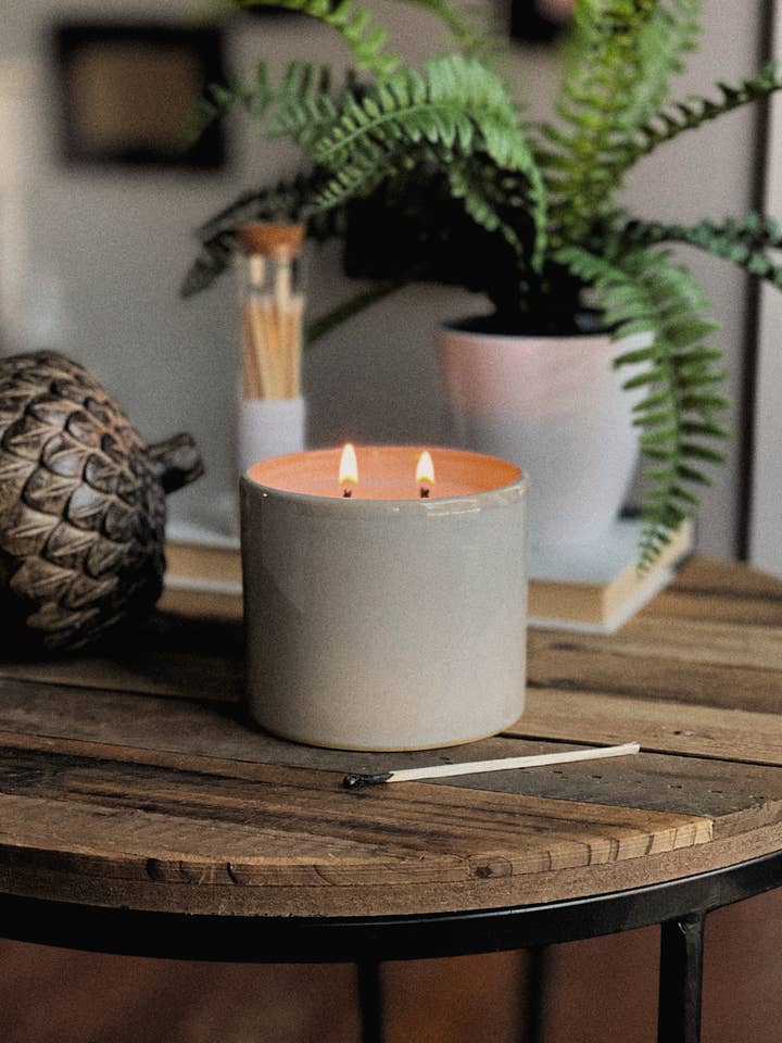 Coconut Soy Candle - 10oz Vintage Ceramic for wholesale by Happy Little Flame