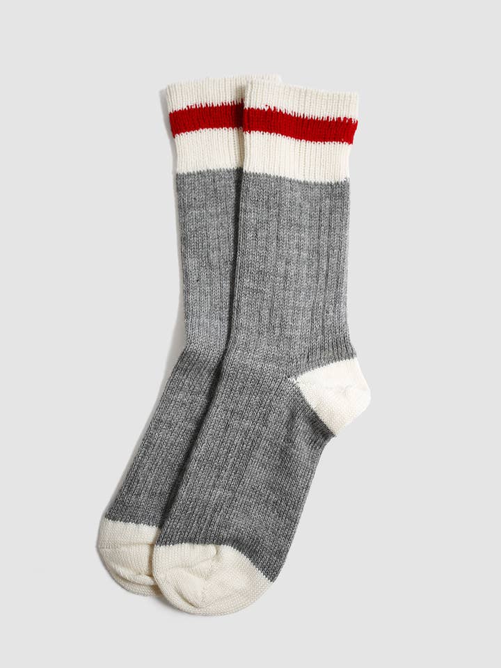 Chaussettes d’hiver en laine avec rayure rouge pour la vente par Muttonhead