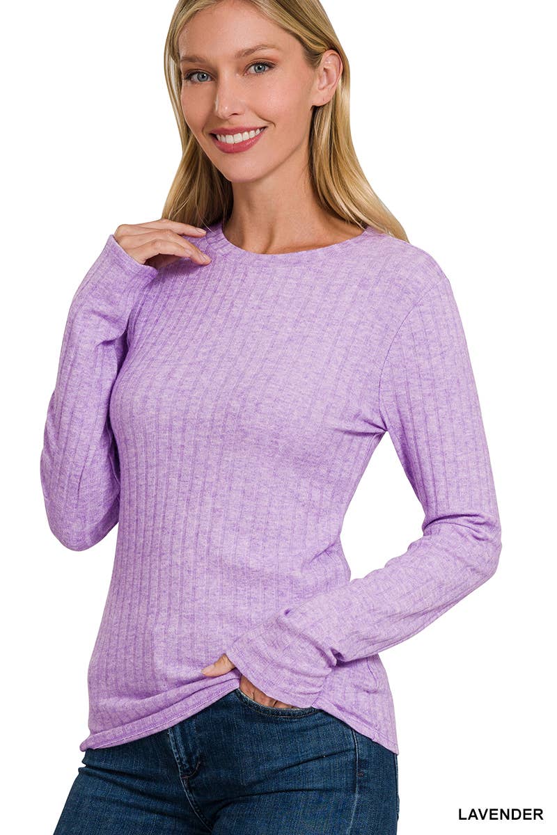 42POPS - Wholesale Knit Top - Women's - ._ SI-25202 RIBBED LONG SLEEVE ROUND NECK TOP2