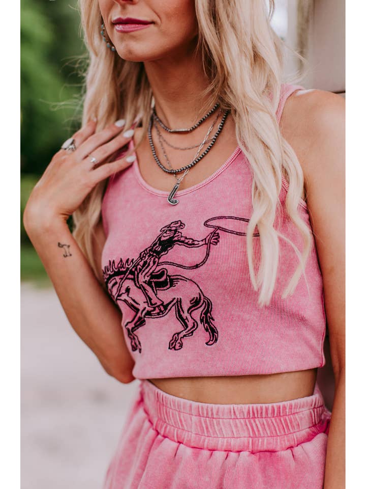 MK428 Bronc Bustin Weekend 2 Piece Crop Set - Pink for wholesale on Faire2