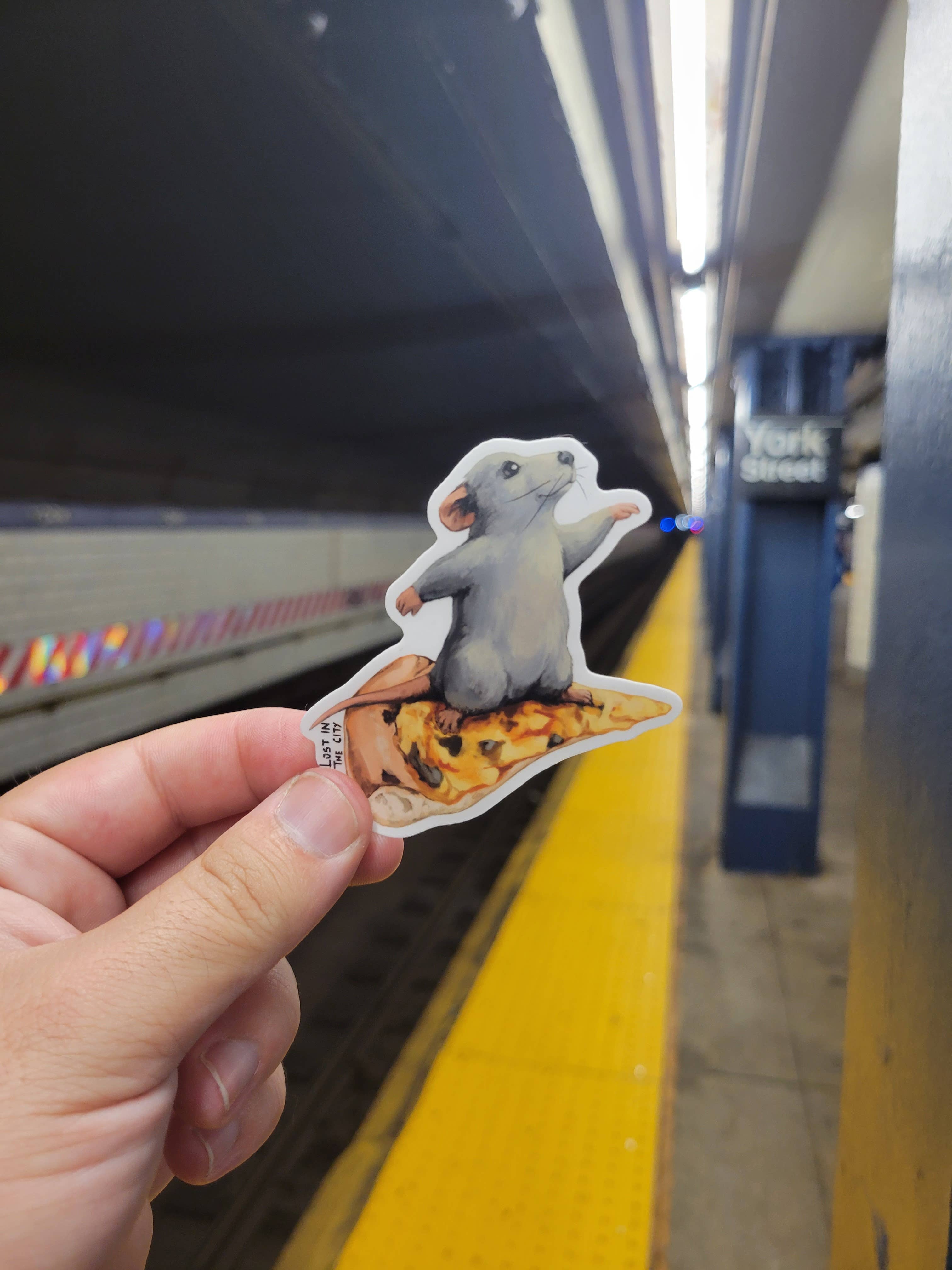 Santi of all Trades - Wholesale Sticker - Surfing Pizza Rat Sticker | Lost in the City1