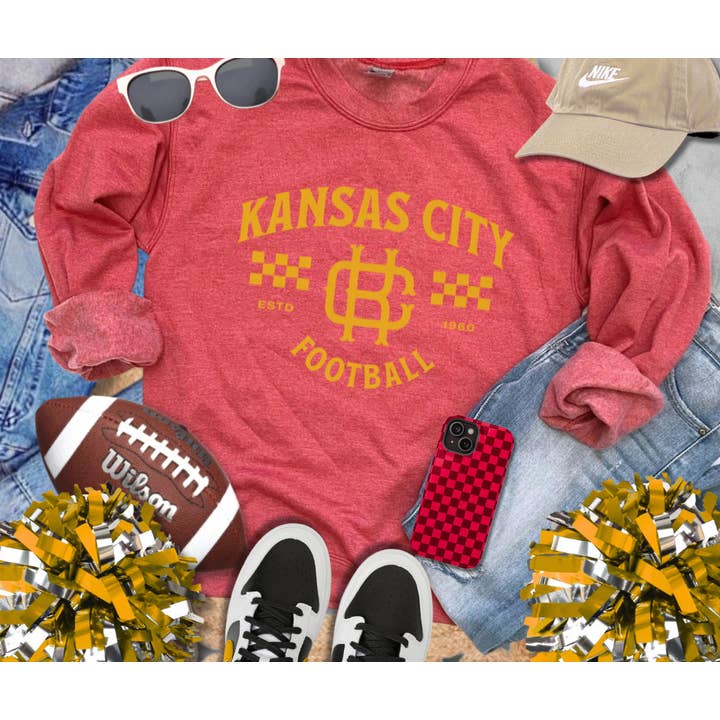 Yellow Vintage Kansas City Football Sweatshirt or Tee for wholesale by The Red Rival Wholesale