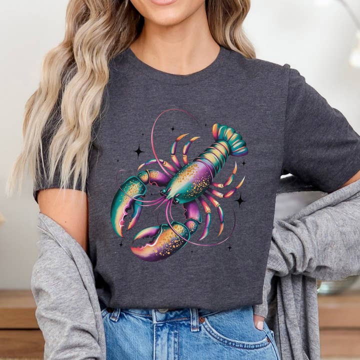 ATTA TOOD LLC - Wholesale T-Shirt (Graphic) - Women's - Mardi Gras crawfish women's graphic t-shirt, Holiday top