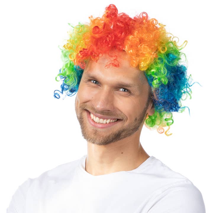 Stylex Party - Wholesale Costume - Men's - Rainbow Afro Wig Clown Halloween Fancy Dress Costume