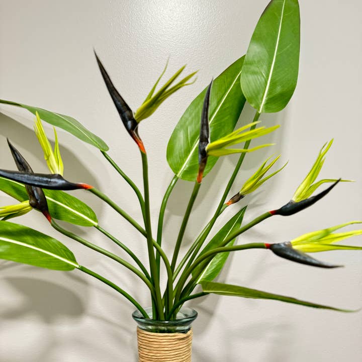 Angel Isabella - Wholesale Artificial plant - 35" Artificial Bird of Paradise Leaf Bush-7 Sprays2