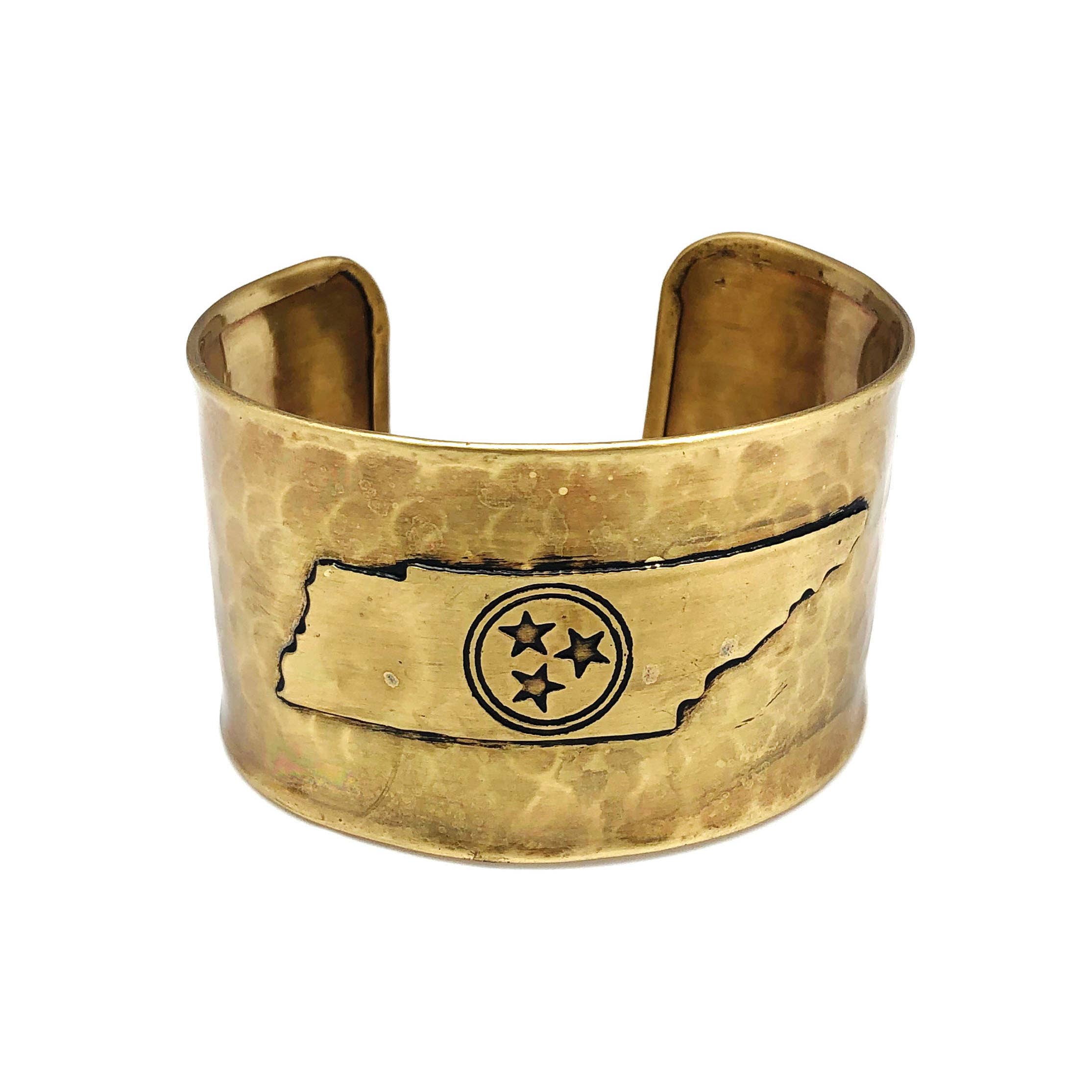 Anju Jewelry – Großhandel Manschettenarmband – Verstellbares Armreif aus antikem Messing — Tennessee Tri-Star
