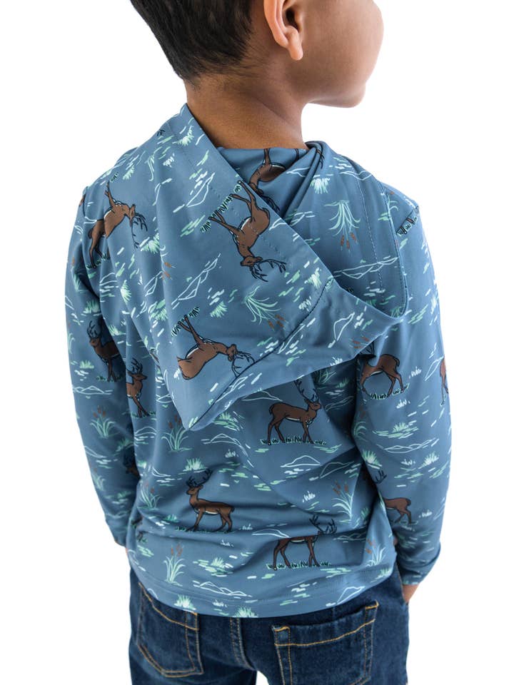 Blue Boys Deer Antler Adventure Performance Hooded Shirt
for wholesale on Faire5