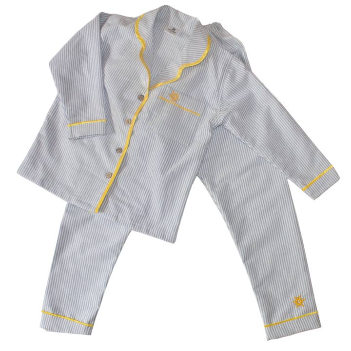 Parker Blue Long Sleeved PJ Pyjama Set for wholesale by Maison Sunny