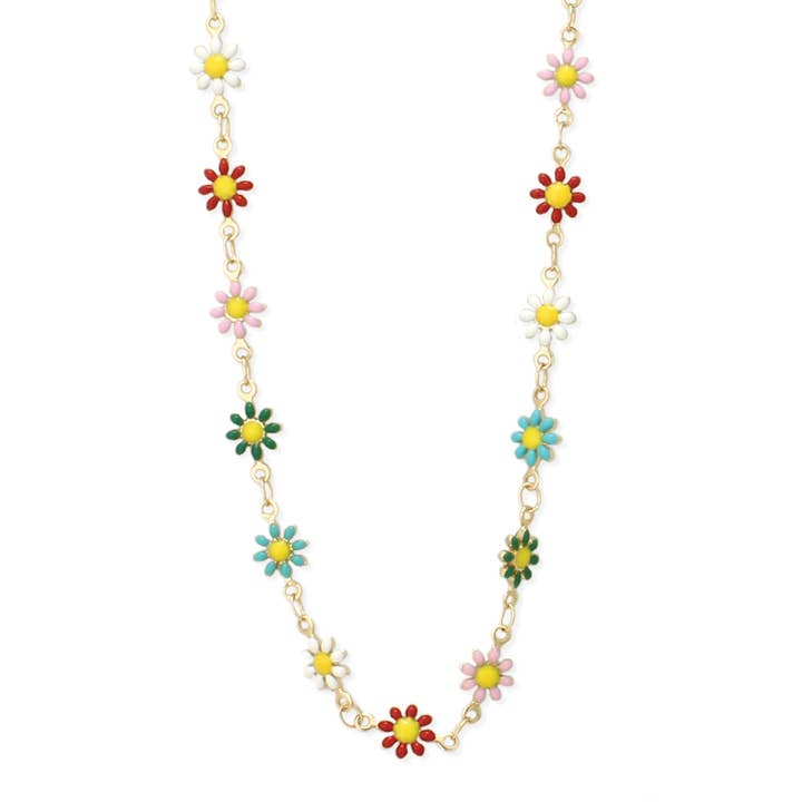ZAD - Wholesale Pendant/Charm Necklace - Field of Flowers Multi Daisy Chain Necklace