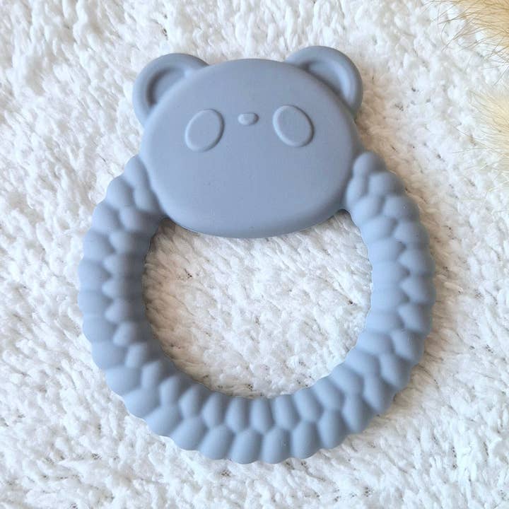 Siliconen Bijtring Pandabeer Grijsblauw voor wholesale door Rammelaartje