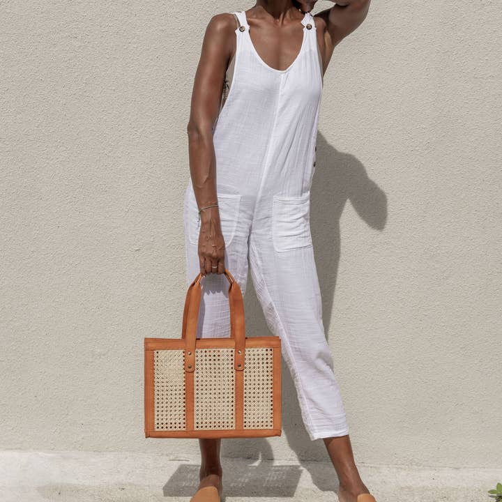 Village Thrive - Wholesale Tote Bag - Women's - Raja Leather and Cane Everyday Bag