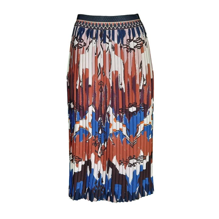 Falda larga plisada con estampado digital de caballos para venta al por mayor de Lalipop Design