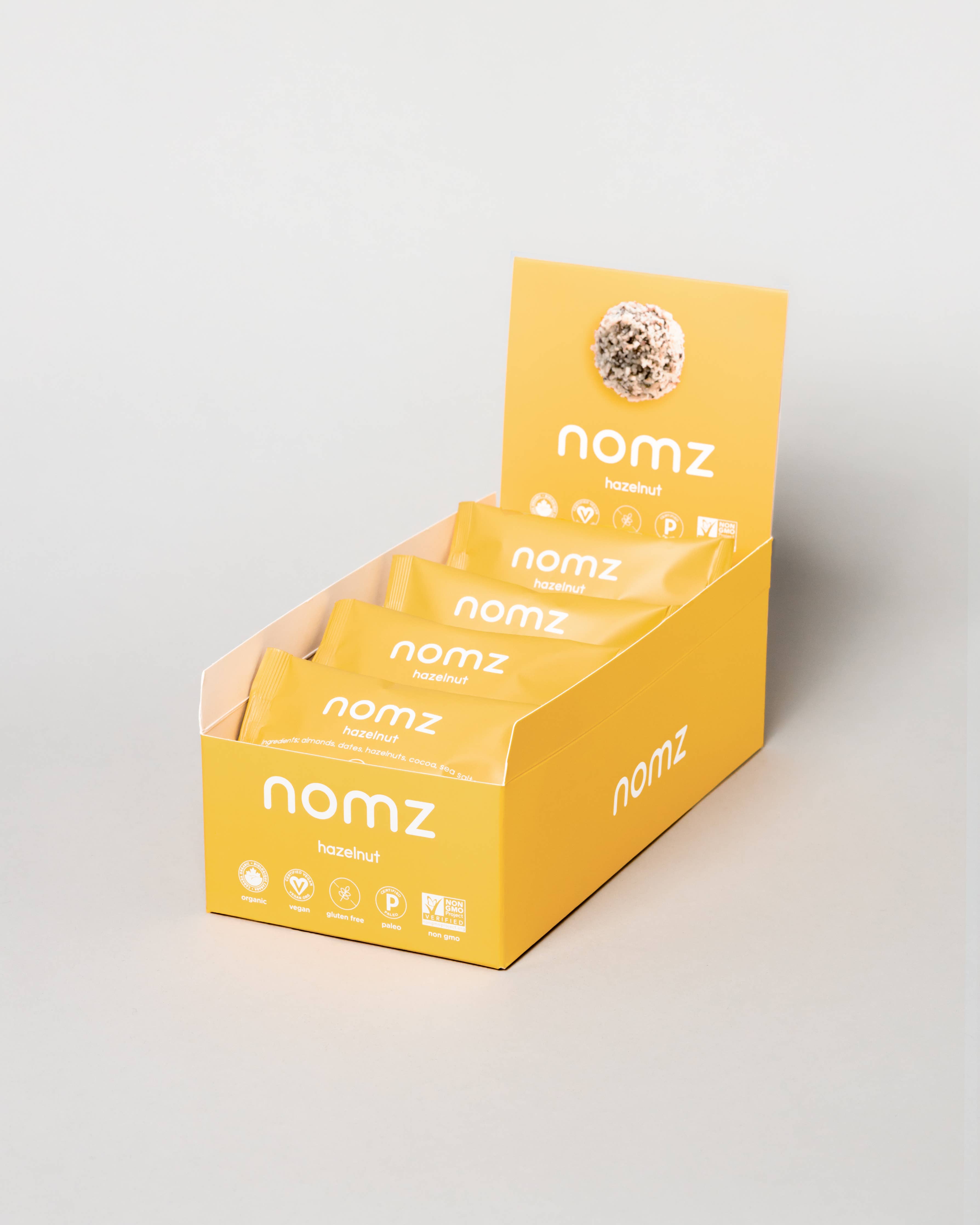 nomz - Vente Barres de céréales - Bouchées énergétiques biologiques à la noisette1