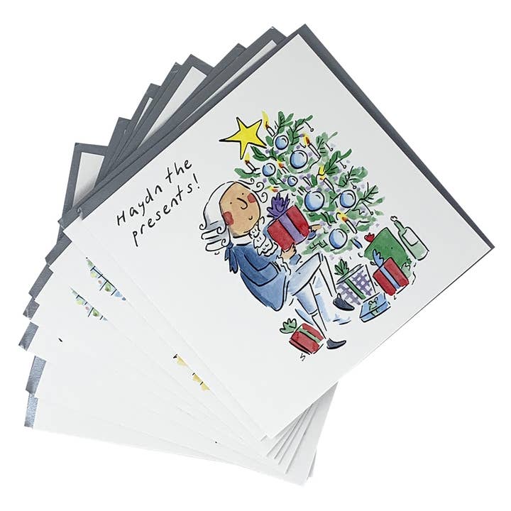 Christmas pack - 2 each of 4 music themed cards for wholesale by Inky Blue Ltd t/a Holy Mackerel