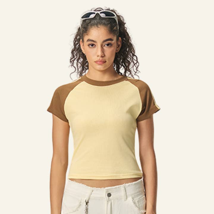 Women's Vintage Color Block Slim T-shirt for wholesale by particleactive