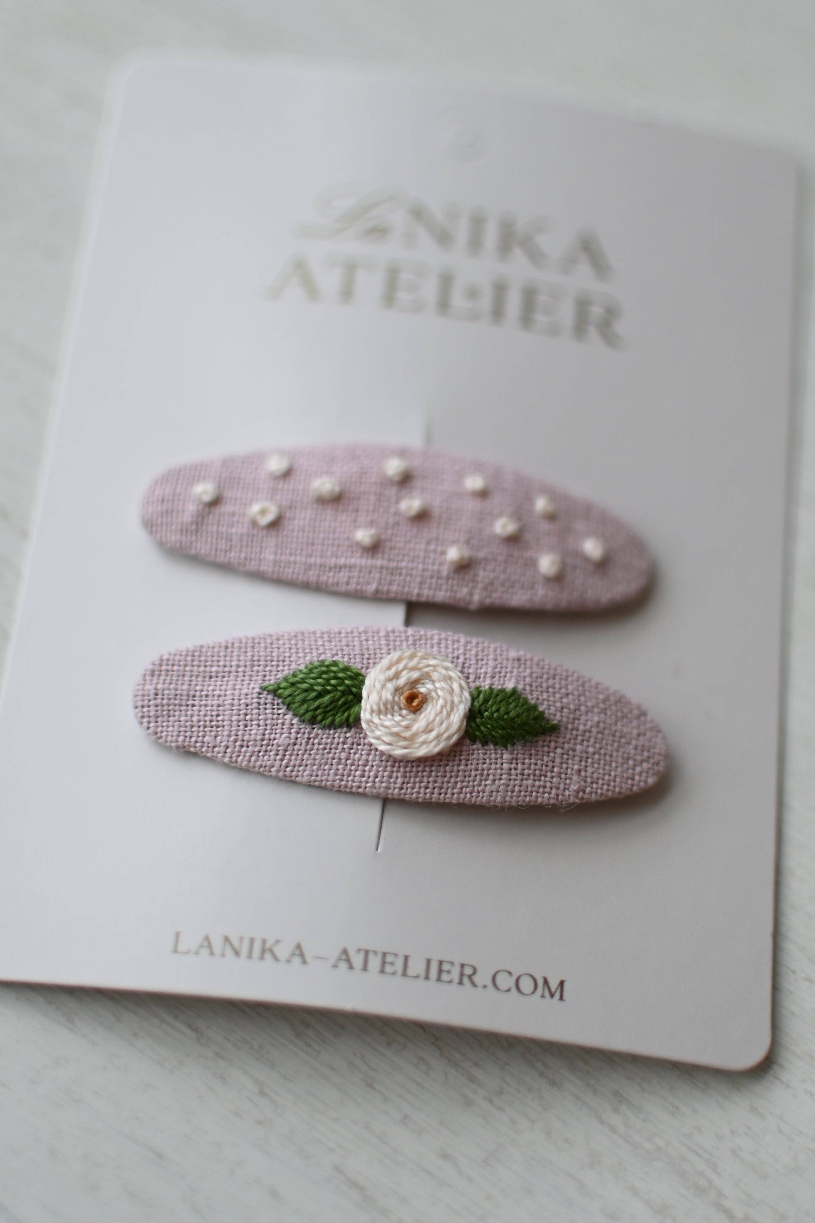 Lanika Atelier, Nika Korošec s.p. - Wholesale Hair Clip - Women's - Oval Hair clips Rose + dots7