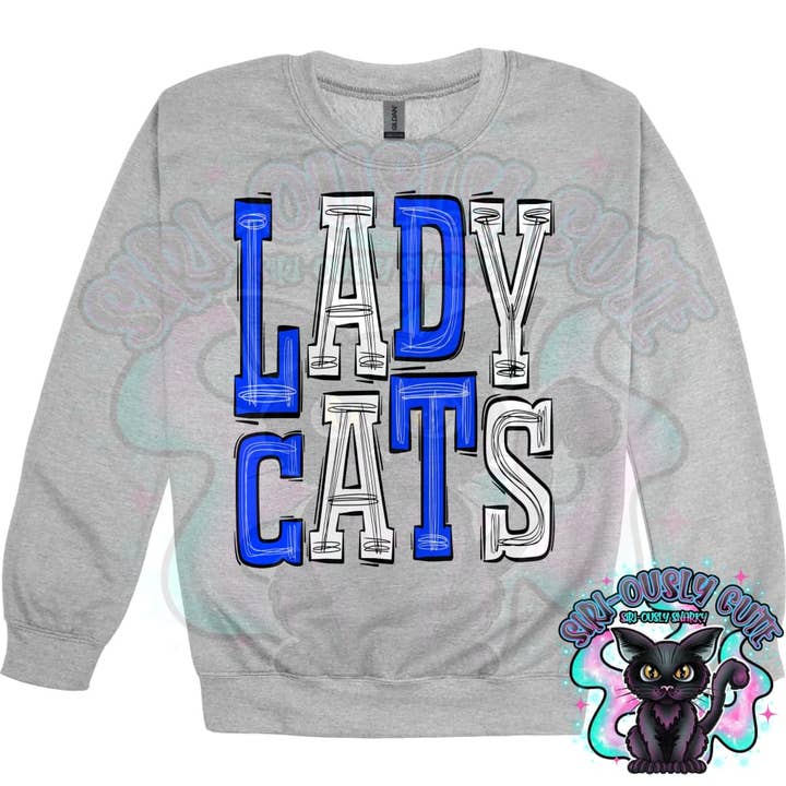 Siri-Ously Cute - Wholesale T-Shirt (Graphic) - Unisex - Sporty Lady Cats - Royal Blue White