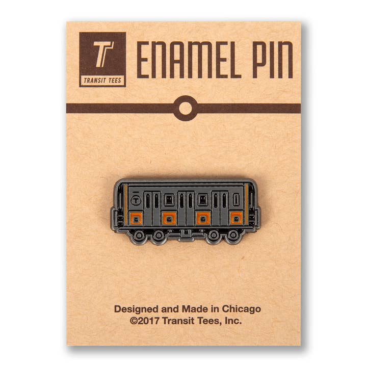 Boston "T" Line Enamel Pin - Orange Line for wholesale by Transit Tees
