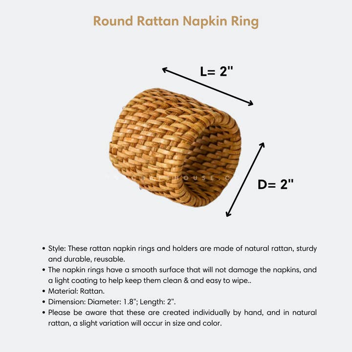 194 Craft House - Wholesale Napkin Ring - Round Napkin Rings Rattan - Home Decor & Gifts2